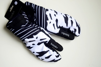 Перчатки трехпалые зимние мембранные Boodun original black-white