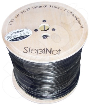 Ethernet кабель Step4Net UTP CAT5e 2P 0,51мм CCA наружный, самонесущий