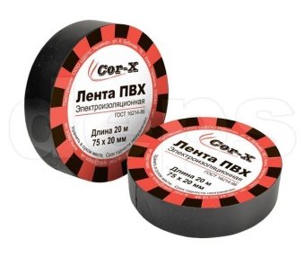 Лента электроизоляционная Cor-X 75x20 черная ПВХ
