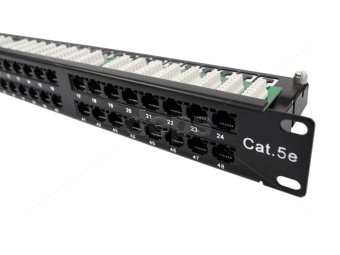 Патч-панель сетевая RJ-45, 19”,  1U, 48 портов,  Cat.5e, UTP